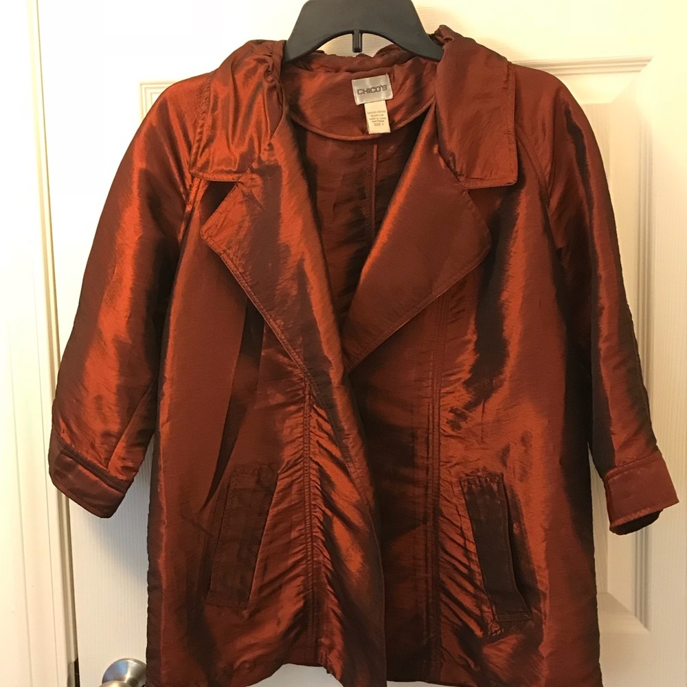 Chico’s shimmering maroon blazer jacket EUC